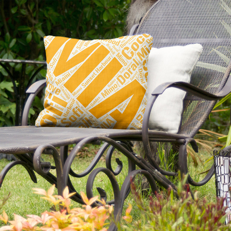 Coussin intérieur / extérieur Miami, Orange, H 16 po x l 16 po, Non