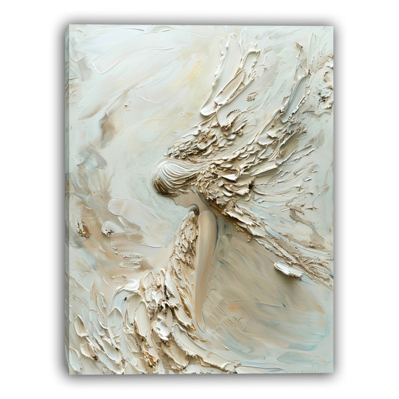Impression sur toile ivoire en relief, L 30 po x H 40 po x P 1,5 po