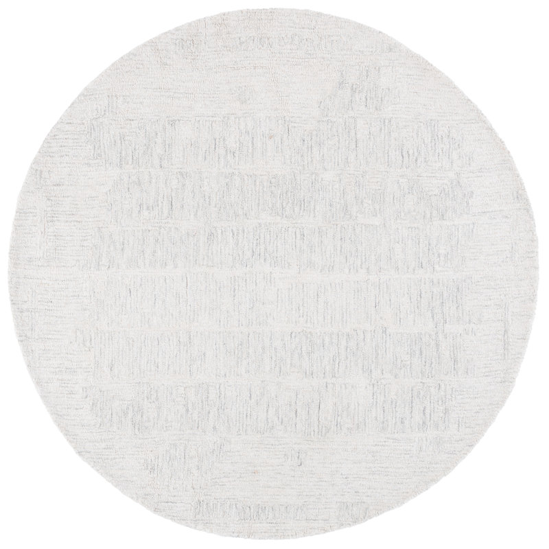 Ermalee Ebony Hand Tufted Wool Abstract Rug, Round 6'