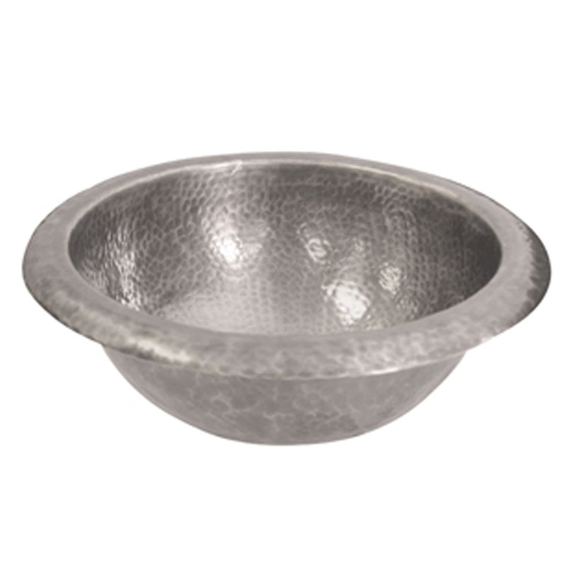 Barclay Abita 12'' Metal Circular Bathroom Sink with Overflow, Hammered Pewter