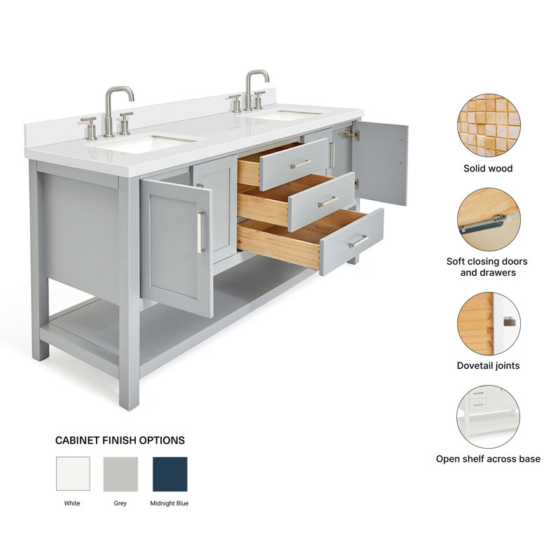Magnolia Bath Vanity Oval Basin S073DWQ, Rectangular, Gray