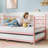 Twin Daybed With Trundle, Metal Trundle Sofa Bed For Living Room, Premium Steel Slat Support, Twin Trundle Bed With Stylish Headboard, No Box Spring Needed, Easy Assembly-918445850