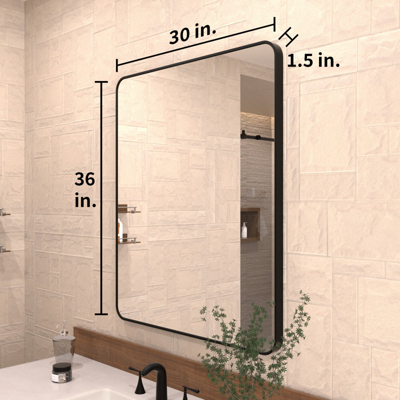Cosy 30 in. W x 36 in. H Rectangular Modern Framed Wall Bathroom Vanity Mirror in Matte Black, 30" x 36", Matte Black