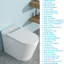 Toilette de bidet moderne et intelligente avec fonction - siège chauffant allongé, lavage à l'eau chaude, sécheuse, affichage à DEL, fonction avancée de nuit, chasse d'eau automatique