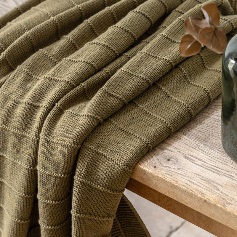 Florence Knit Throw Nutmeg 1300x1700mm, Olive 