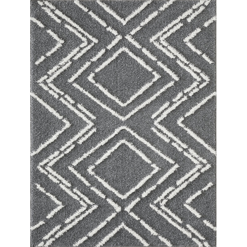 Tapis d'intérieur bleu en polyester tissé à la machine Eliot, Rectangle 4 pi x 6 pi