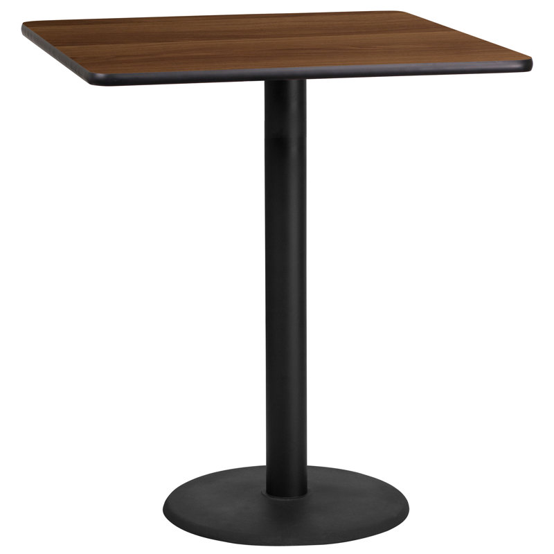 Plateau de table stratifié carré Jack avec base à hauteur de table, H 43,12 po x l 36 po x P 36 po, Noyer