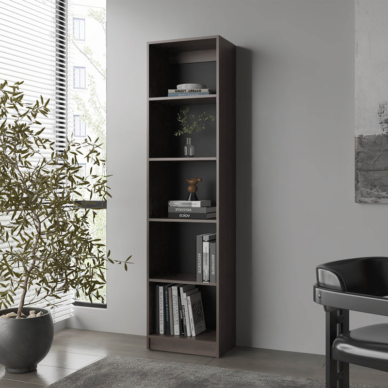 5-Shelf Bookcase with Open Storage, Walnut, (5 Shelves) 71.7"H x 17.8"W x 11.8"D