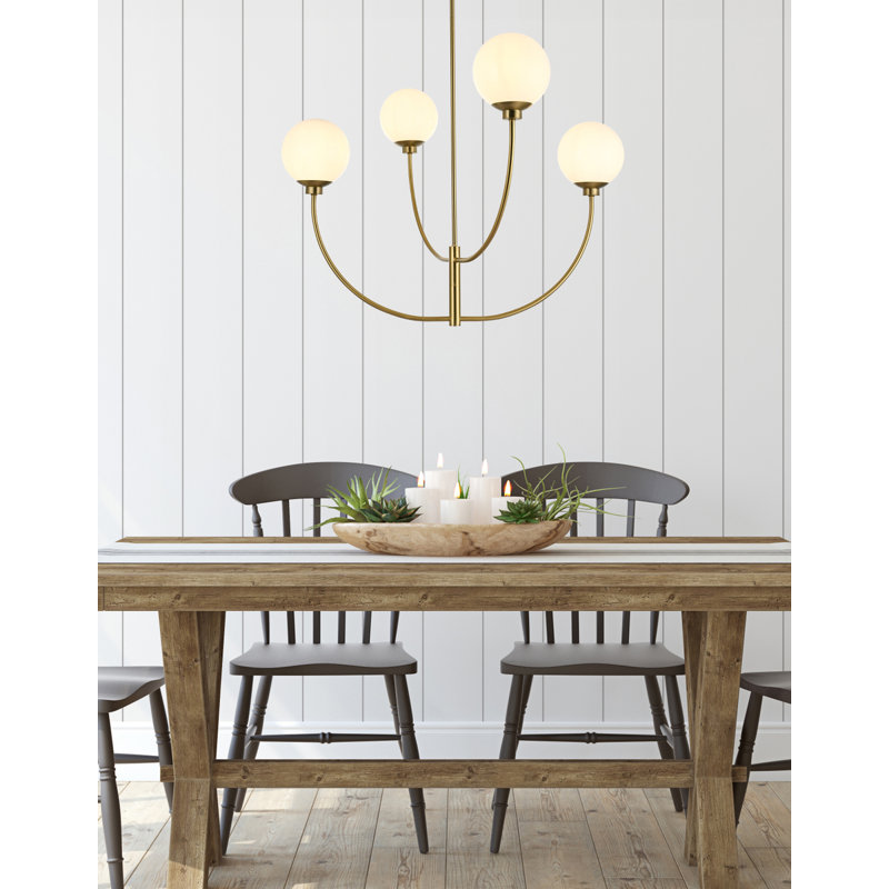 Kyle 4-Light Chandelier, Satin Gold, 27" H x 36" W x 36" D
