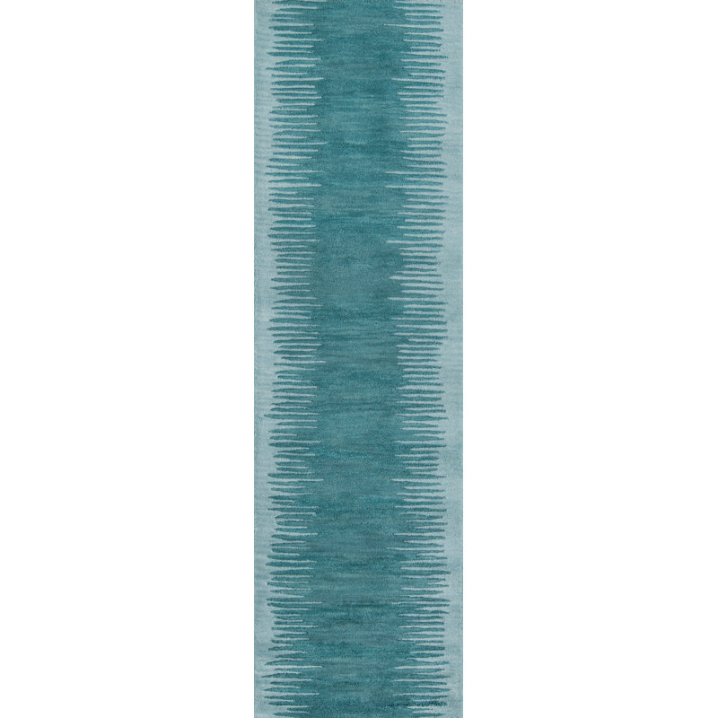 Tapis rayé en laine touffeté à la main Isaias, Tapis de couloir 2 pi 3 po x 8 pi