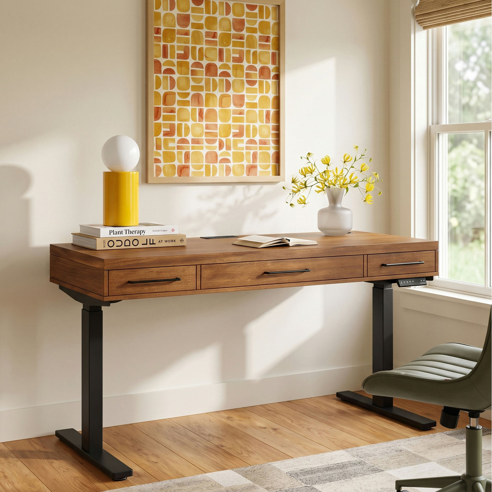 24" Adjustable Height Oak Standing Desk