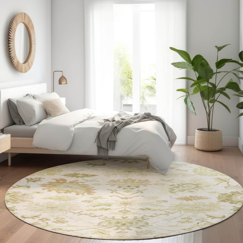 Machine Washable Indoor/Outdoor Cicel ACN1150 Ivory, Round 8'