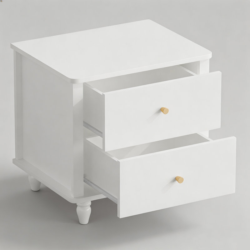 Table de chevet blanche à 2 tiroirs Modern Modern