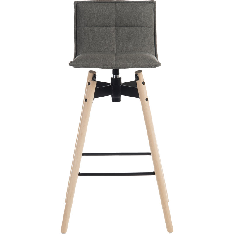 Jerri Swivel Upholstered Counter Stool with Solid Wood Frame, Beige/Grey