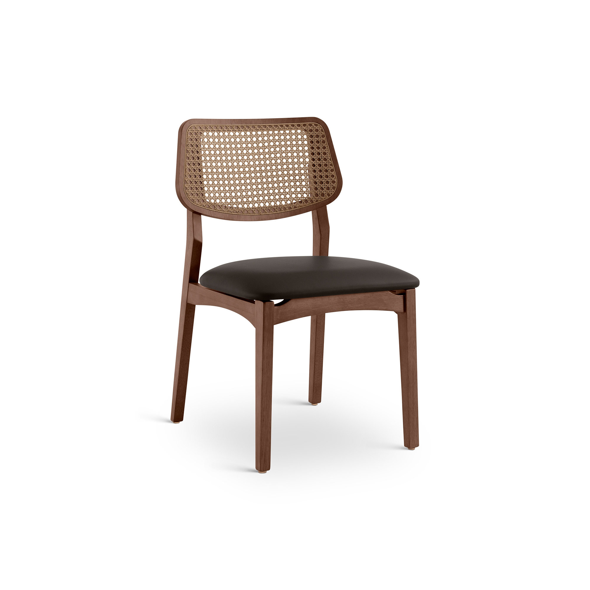 Ena Modern Brazilian - Beth - Cane Side Chair - Seat - Frame - Webbing, Shimmy Black/Nogal/Nogal