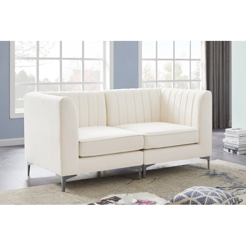Canapé modulaire Enson, Velours crème