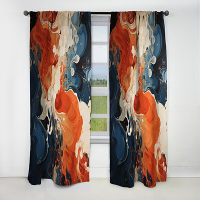 Ayva - Painting Curtain - Blackout Abstract Curtain - 1 Panels