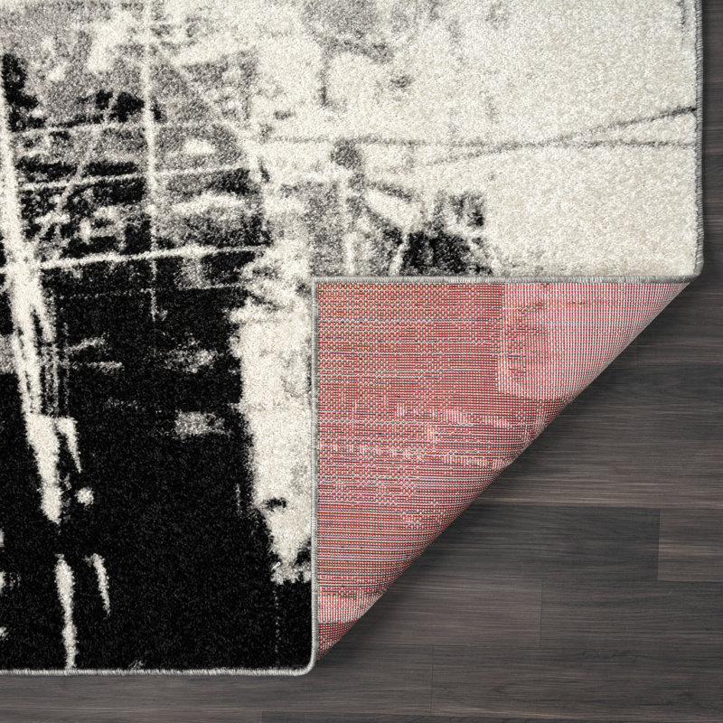 Stourbridge Abstract Area Rug in Black, Rectangle 5'3" x 7'6"