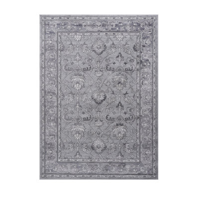 Grey/Oriental Non-Shedding Living Room Bedroom Dining Home Office Stylish And Stain Resistant Area Rug