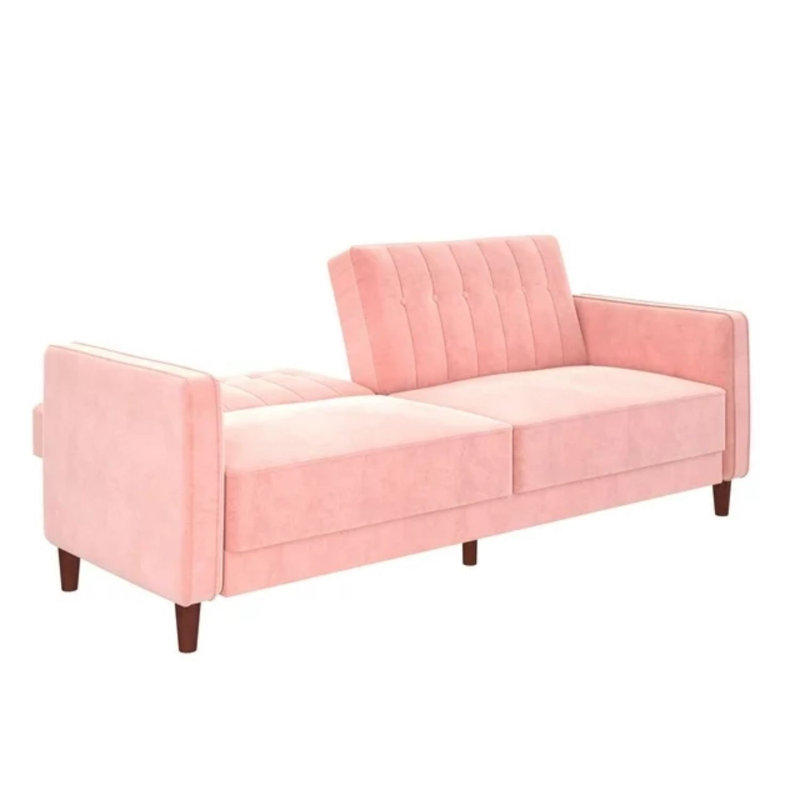 Canapé convertible à dossier rembourré 81,5 po Somerby, Velours rose