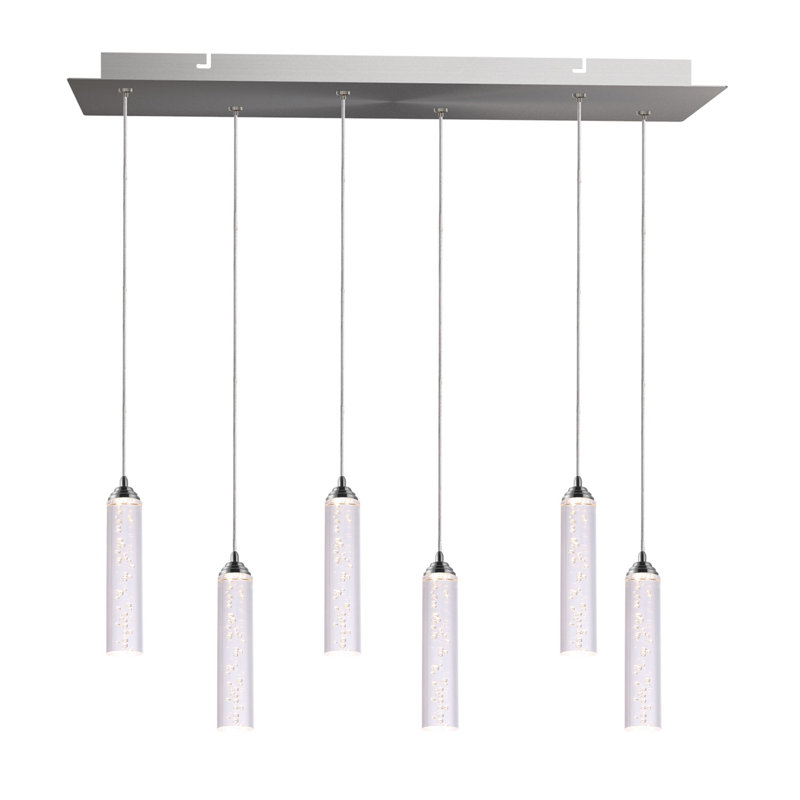 Ardrie 6 - Light Chrome Cluster Pendant, 6.7" H x 1.8" W x 1.8" D