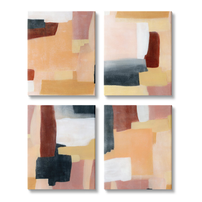 «Color Block Abstraction Neutral Beige Brown» par Grace Popp - ensemble de 4 impressions d'art graphique, Toile tendue
