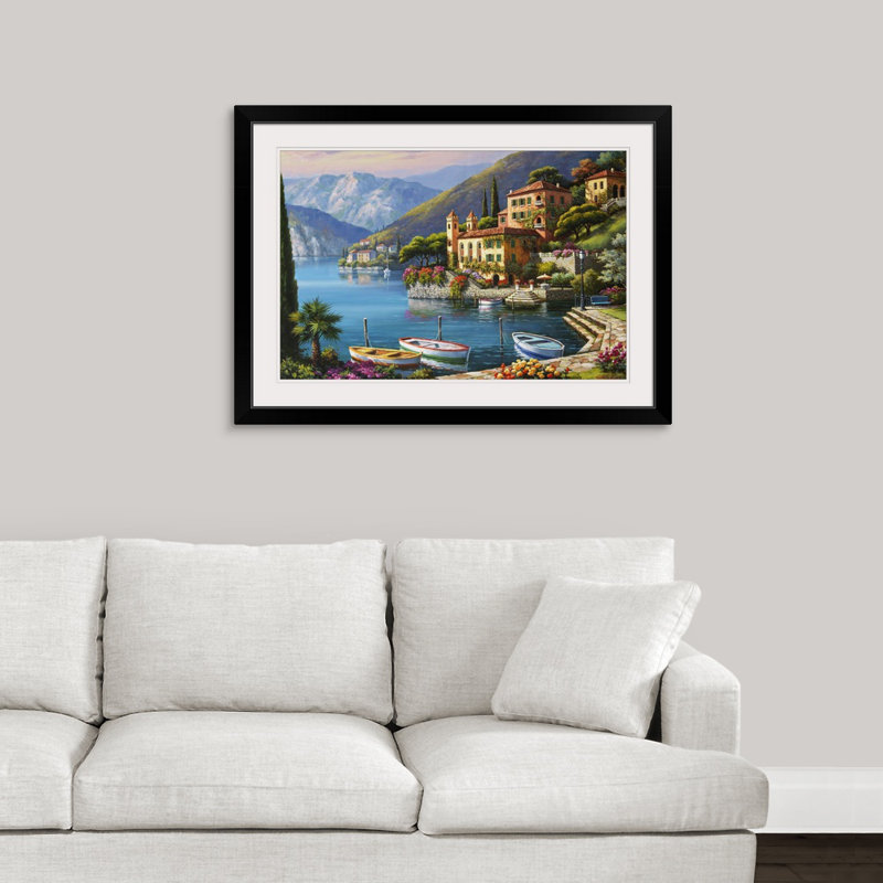 «Villa Bella Vista» par Sung Kim - impression d'art graphique, H 28 po x l 38 po, Impression encadrée, Noir