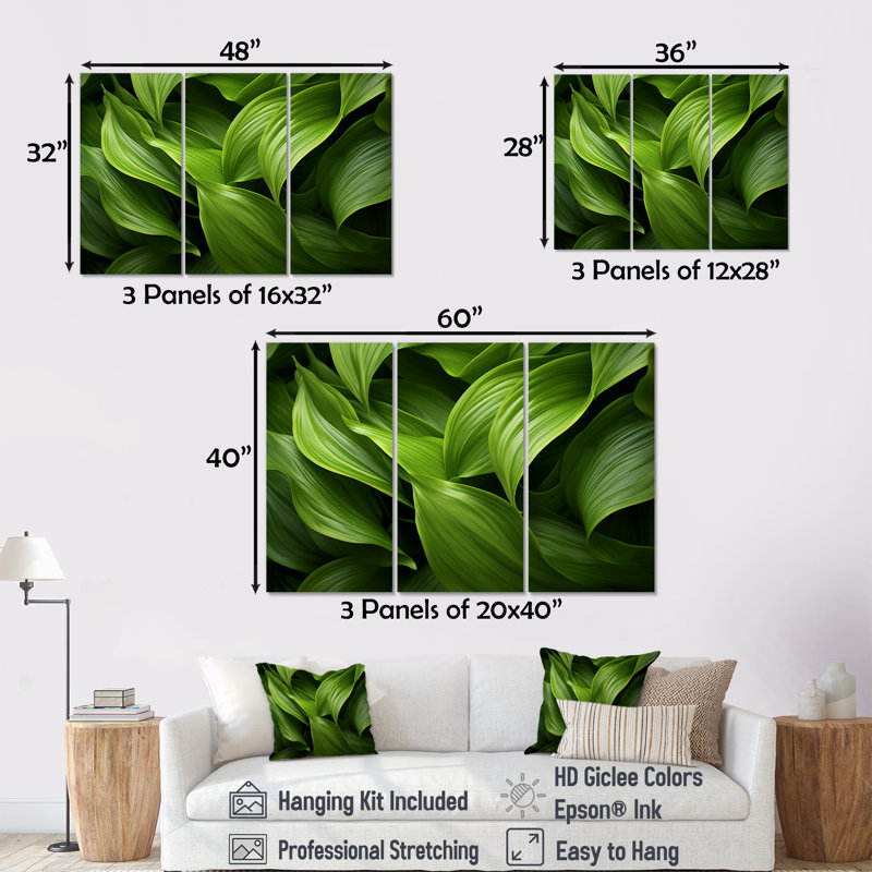 Ensemble de décoration murale Greenerys Gaze I - Plantes, Toile tendue, H 32 po x l 48 po x P 1 po