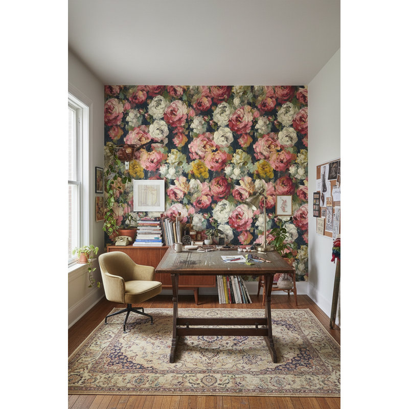 Lark Manor™ Floral Wallpaper Roses Mural Vintage Wall Decor | Wayfair