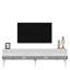 Meuble télé élégant, blanc et argent, 70,9 po x 17,6 po x 11,6 po | 100% panneau de particules enduit de mélamine, épaisseur: 0,7 pouce | Conception moderne pour le salon, solution de rangement durable et élégante-1147076857