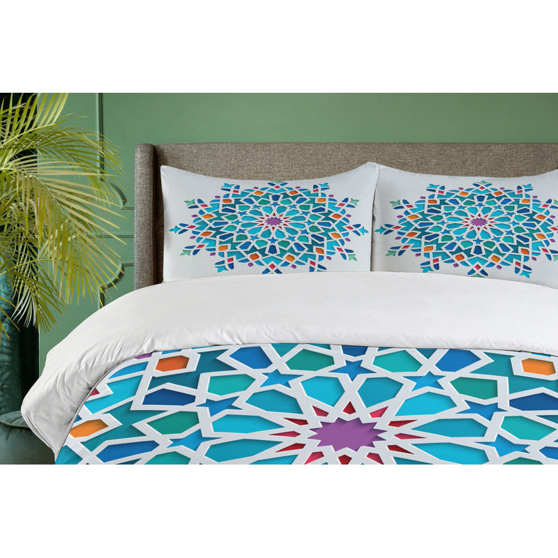 Global Inspired Polyester Geometric Shapes Duvet Cover, Queen Duvet Cover + 2 shams