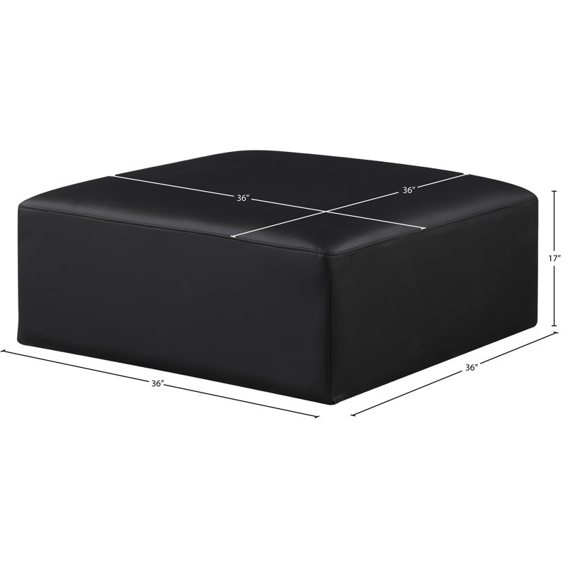 Iyonnie Upholstered Ottoman, Black Vegan Leather