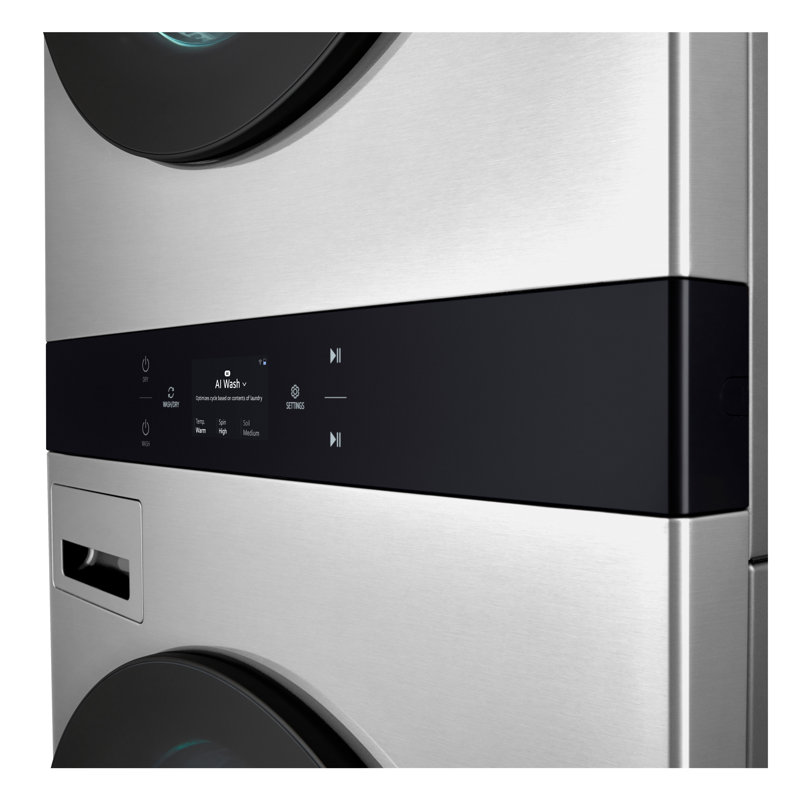 Lg Studio Washtower Smart Front Load 5.0 Cu. Ft. Washer And 7.4 Cu. Ft. Dryer With Center Control, Electric, Gray