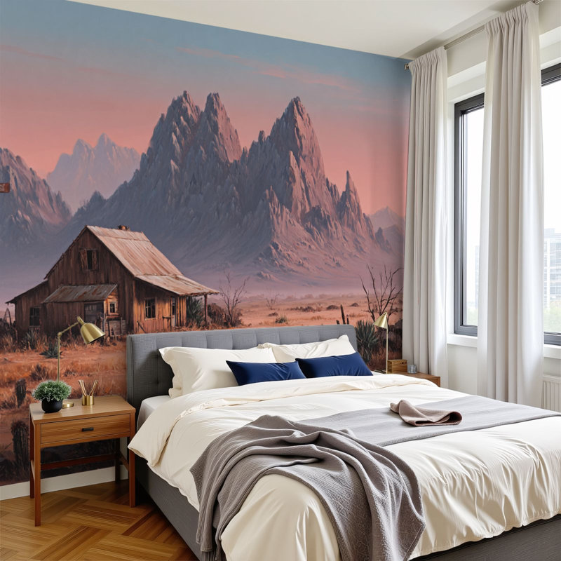 Papier peint autocollant rustique Sunset Western Landscape, L 144 po x l 100 po
