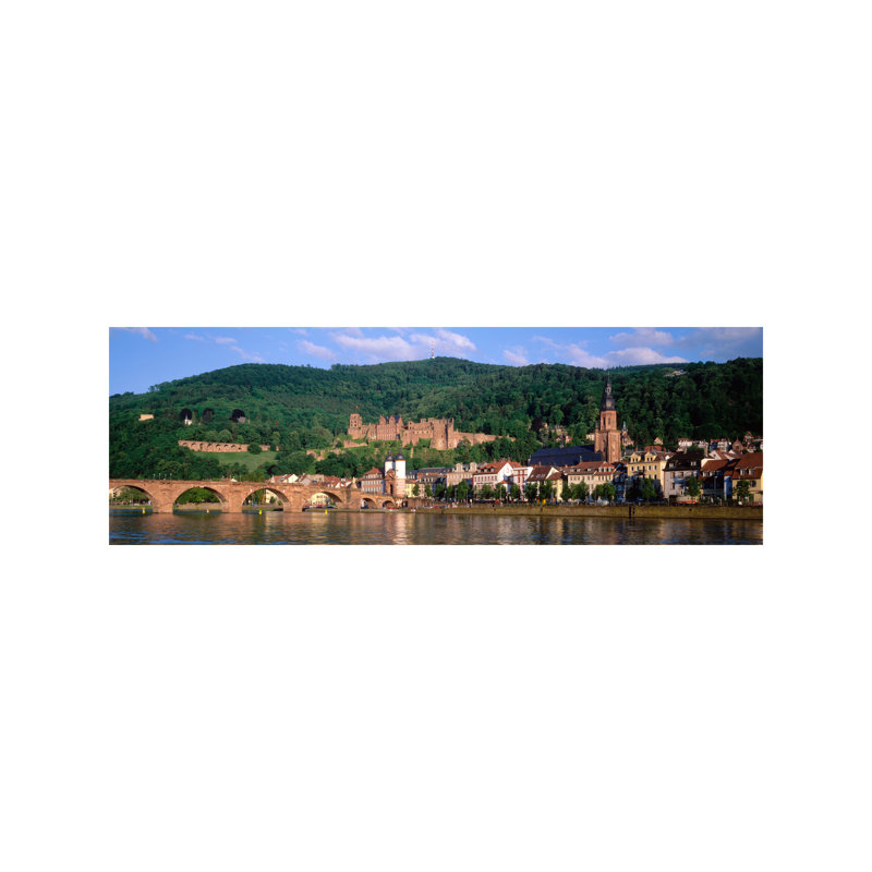Heidelberg Castle With Altstadt (Old Town) In The Foreground, Baden-Wurttemberg, Germany - No Frame Panoramic Print on Canvas