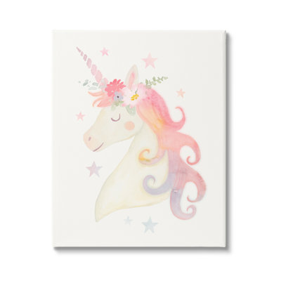 " Charming Unicorn Smiling Flower Crown Stars Design " by Victoria Barnes
