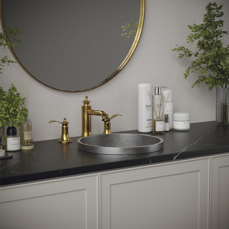 Widespread 2-handle Bathroom Faucet with Drain Assembly, Gold