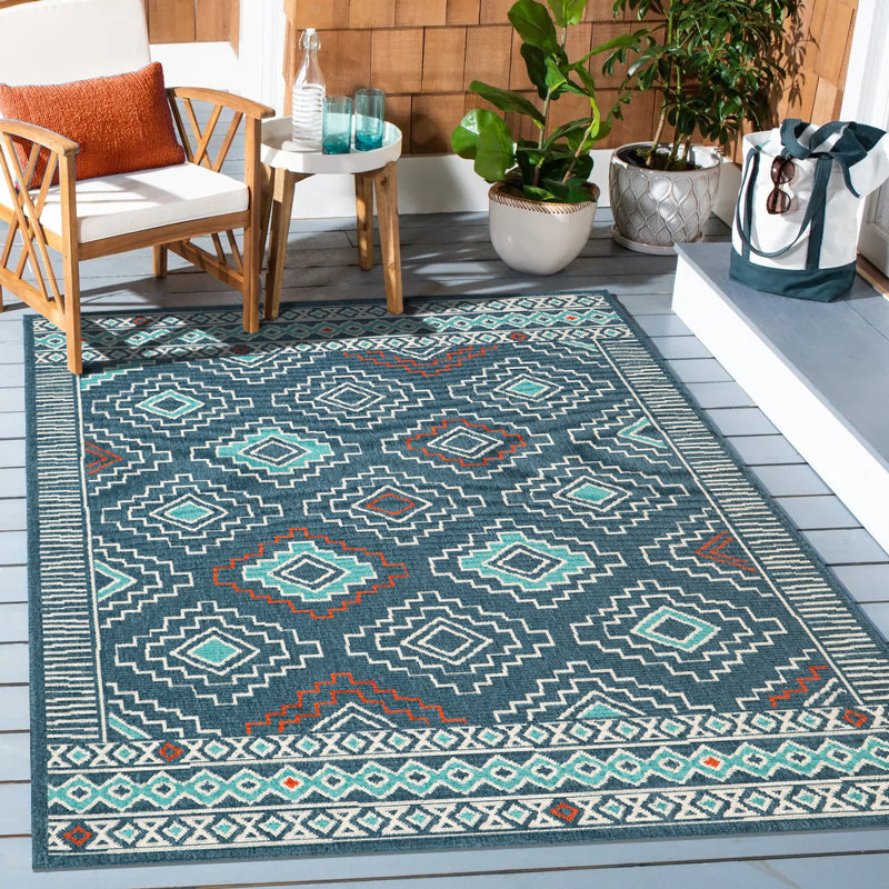 Tapis intérieur / extérieur Tribu Southwestern, Rectangle 8 pi x 9 pi 9 po