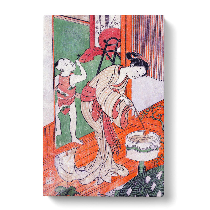On The Veranda by Harunobu Suzuki - Wrapped Canvas Painting, 50cm H x 35cm W x 3cm D