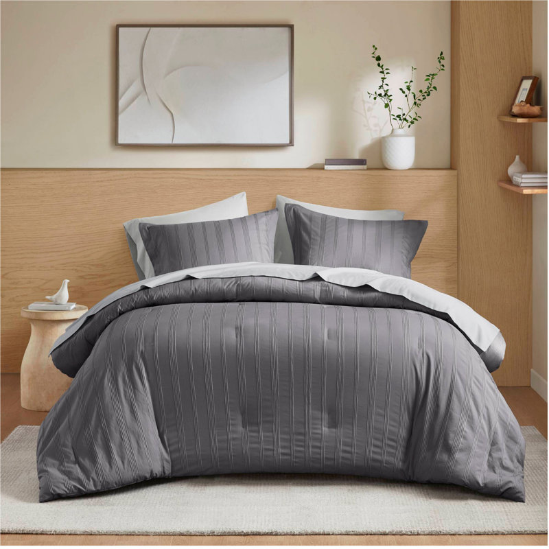 Ensemble d'édredon 7 pièces, Gris anthracite, Grand édredon et 6 pièces supplémentaires