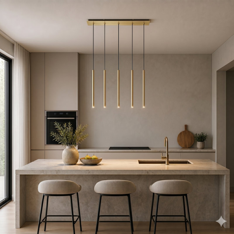 Baileyton 5 - Light Kitchen Island Pendant, Brass