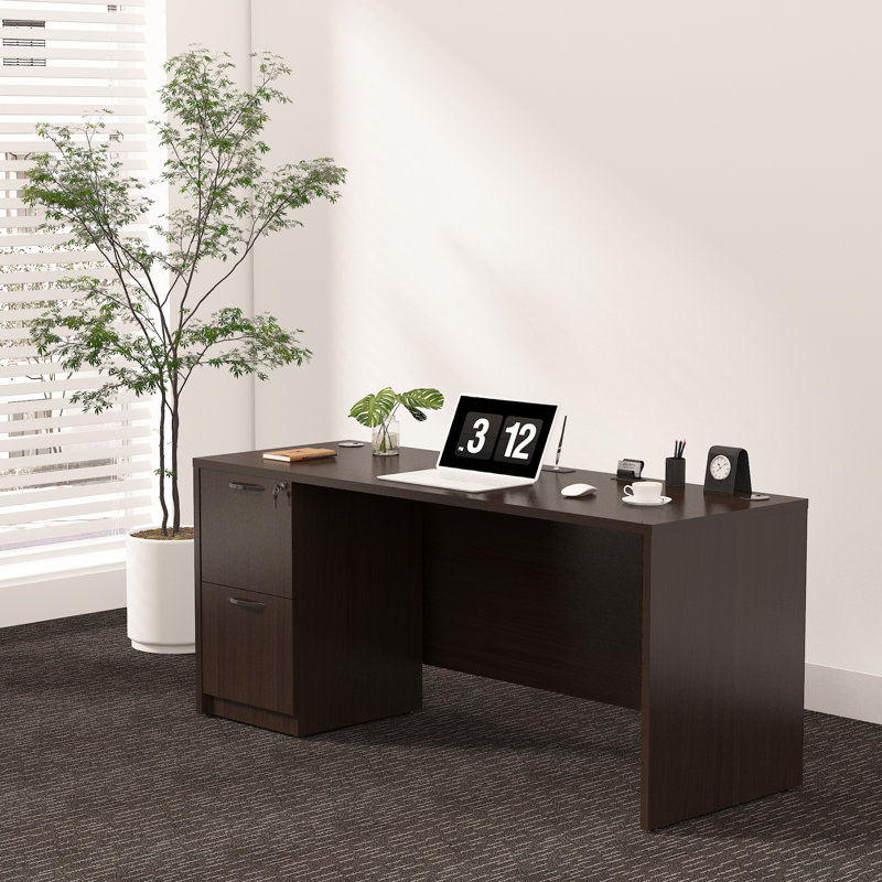  66.93?? Office Computer Executive Desk with Cabinet, Espresso