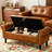 Mid-Century Modern Storage Bench, 51" Wide Flip Top Faux Leather Upholstered Bench with Armrests, Large Wood Entryway Bench for Living Room, Bedroom-859979665