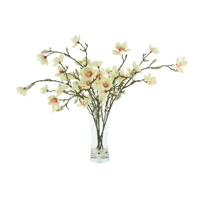 Butterfly Magnolias in Vase with Faux Water