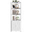 Grande étagère d'angle à 5 niveaux avec rangement, blanc, support de bibliothèque avec clôture de protection, armoire de rangement d'angle pour le salon