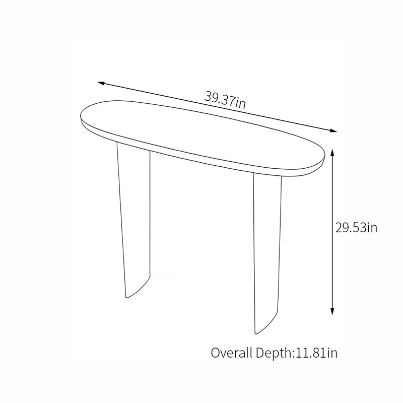 Table d'entrée elliptique minimaliste de style nordique, H 29,53 po x l 39,37 po x P 11,81 po, Brun