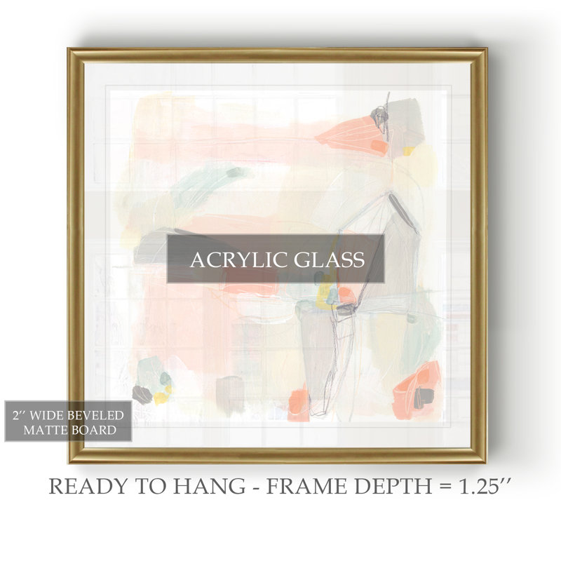 « pastel prism i »-reproduction d’art sur toile, Cadre doré, H 34 po x l 34 po x P 1,5 po