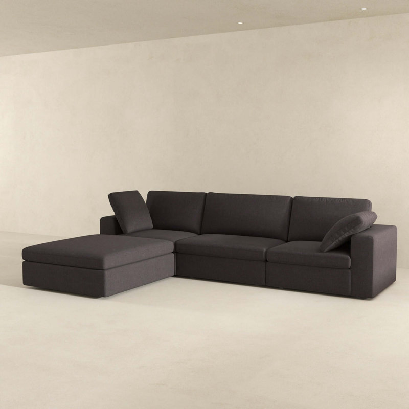 Cecilia Modular Corner Sectional Modern Fabric Sofa Dark Grey