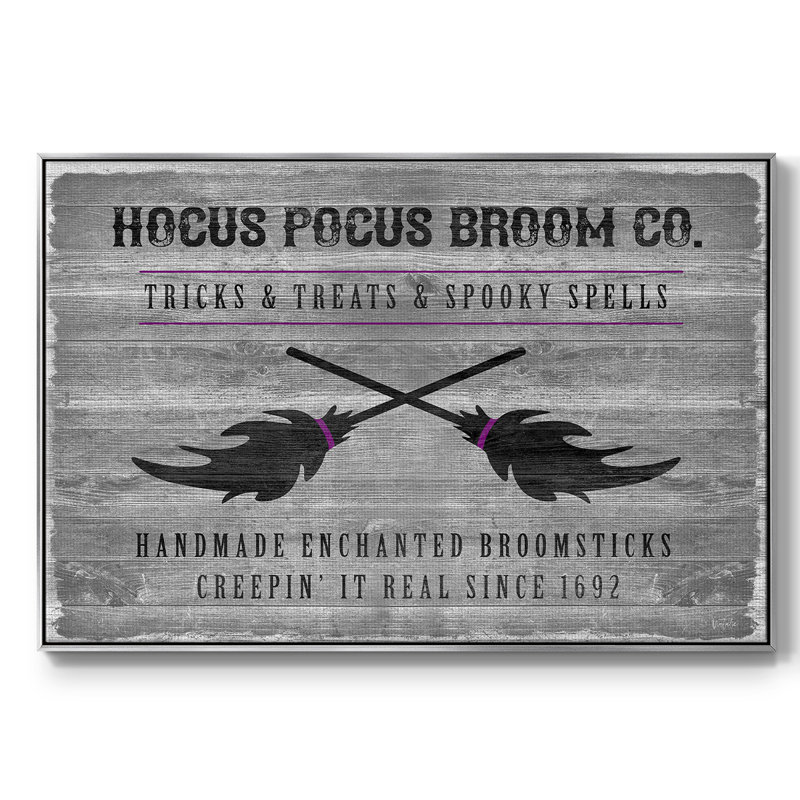 Toile tendue avec balai Hocus Pocus, Argent, H 27 po x l 41 po x P 2 po
