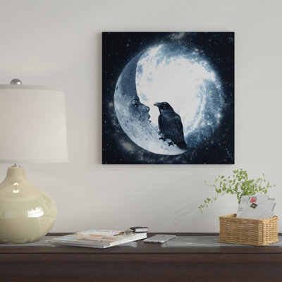 «The Crow And Its Moon» par Barruf, impression sur toile tendue
